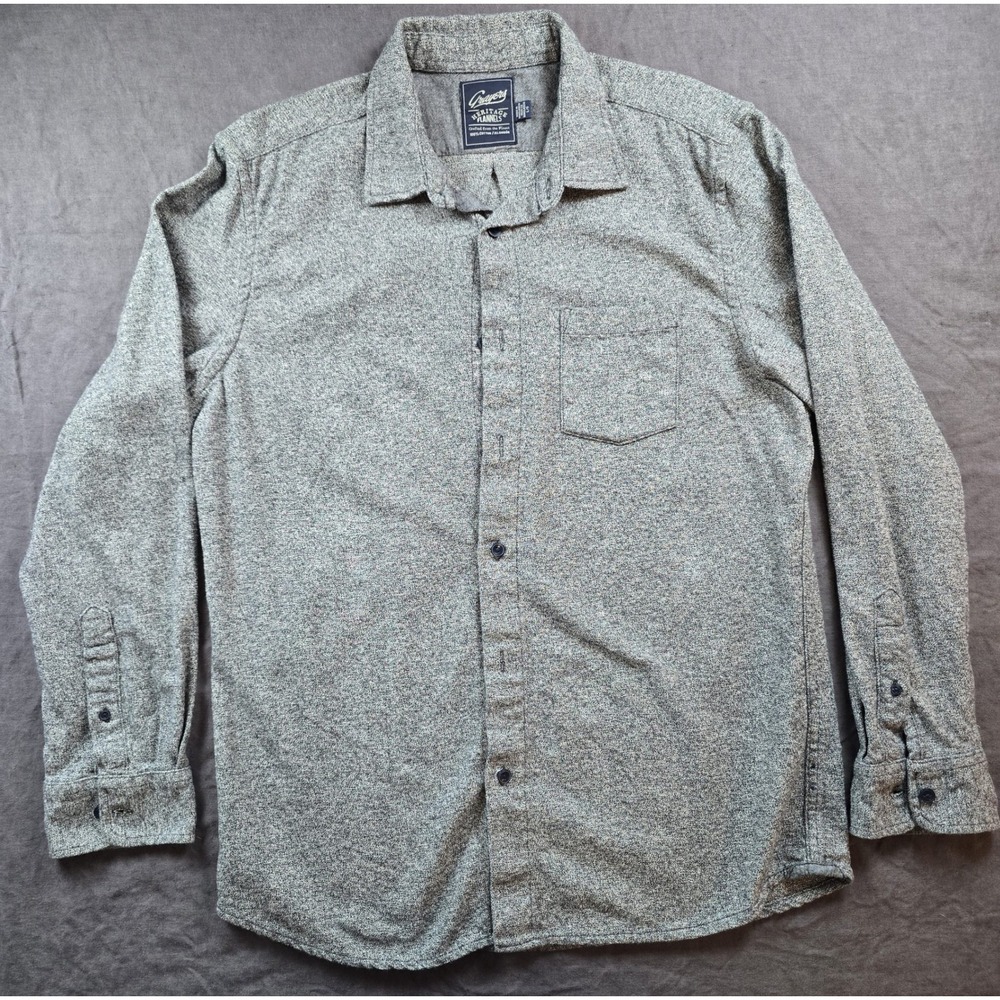 GRAYERS Heritage Flannels Mens L G Button Down Shirt Long Sleeve Gray Textured